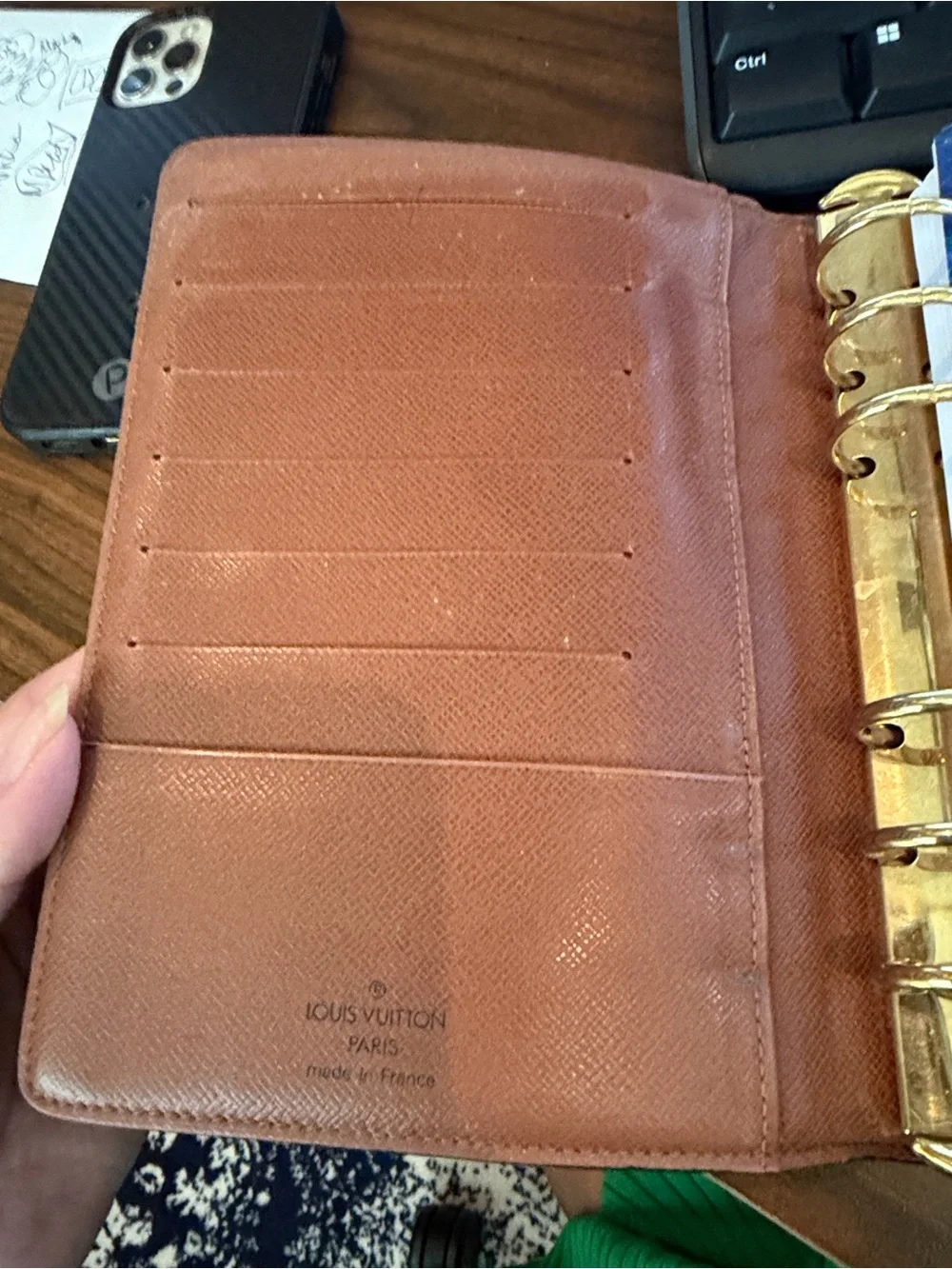 Louis Vuitton Brown Monogram Canvas Agenda Cover with Gold Accents